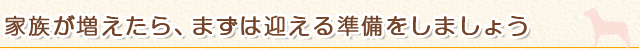 家族が増えたら、まずは迎える準備をしましょう